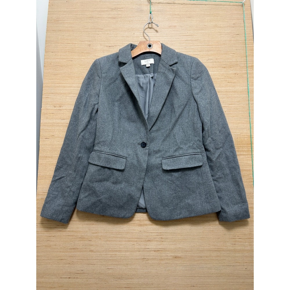 Loft Outlet Gray Single Button Blazer Petite 0P Lined Business Career Jacket